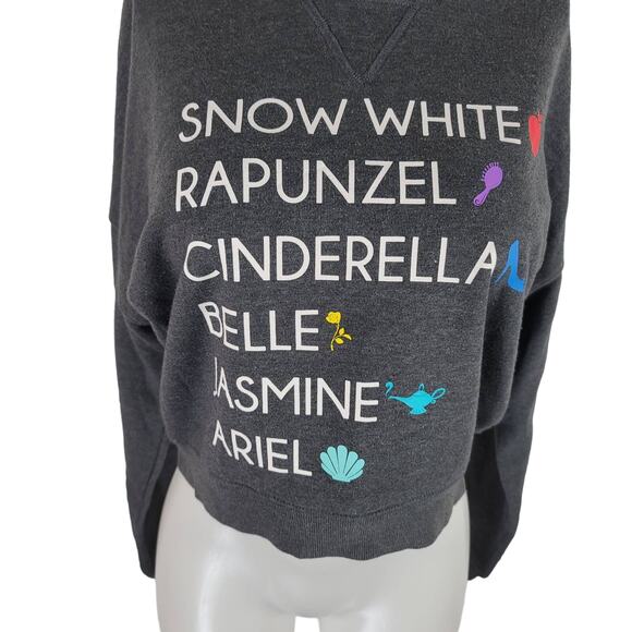 Disney Princess Winter Warm Athletic Gray Crop Sweatshirt S - Picture 2 of 5